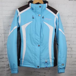 SPYDER XLT WOMENS SKI/SNOWBOARDING JACKET BLUE WHITE BROWN SIZE 8